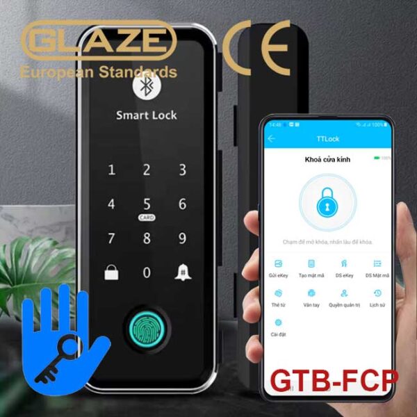 Khóa cửa kính vân tay GTB